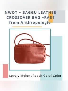RARE NWOT BAGGU Anthropologie "Made in the USA Natural Milled Leather"Crossbody